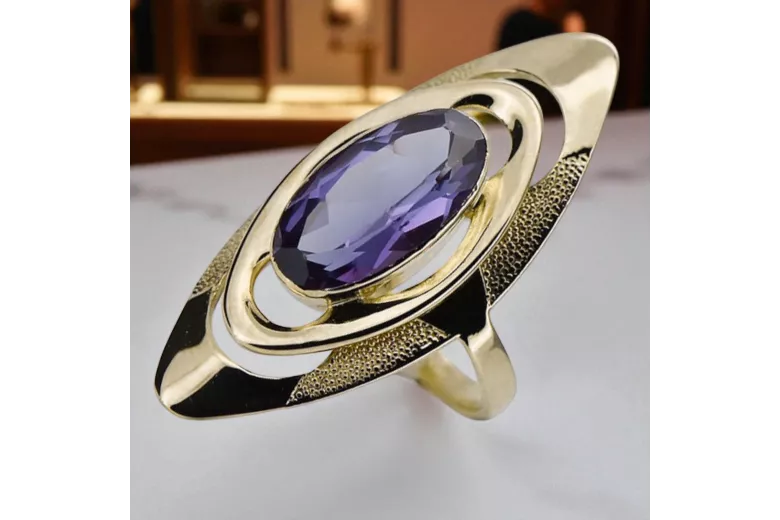 Ring Alexandrite 14K Yellow gold Vintage style vrc189y